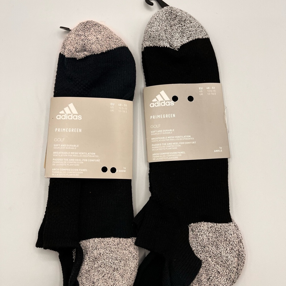 Adidas Primegreen Men's Golf Tour Ankle No Show Sock US 12.5-15 LOT of TWO NWT‎ - Picture 2 of 5